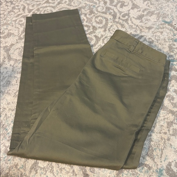 Michael Michael Kors • Cotton Pants Straight Ankle Gold Accents Olive Green - Picture 4 of 10